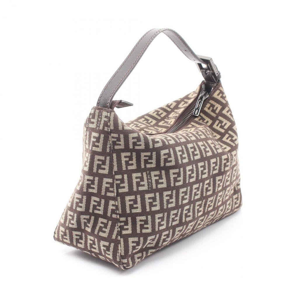 Fendi Handbag Zucchino Brown Beige Canvas Leather — view 2