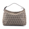 Fendi Handbag Zucchino Brown Beige Canvas Leather