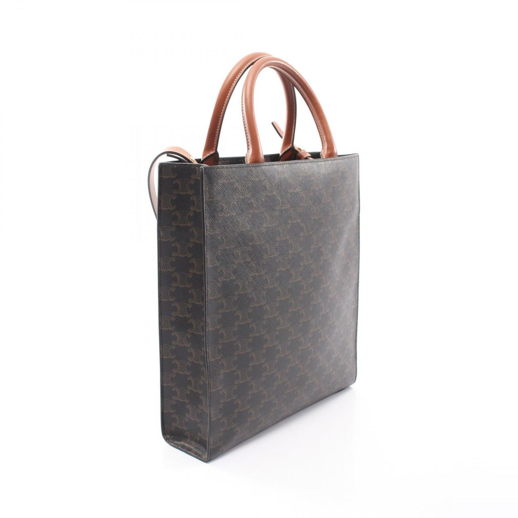 Celine Tote Small Vertical Cover Triomphe 2-Way Brown Black Canvas Leather — view 2