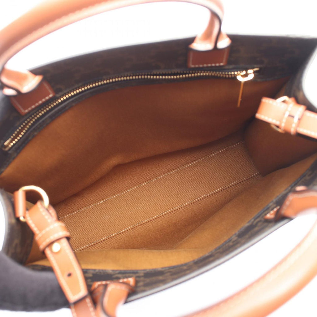 Celine Tote Small Vertical Cover Triomphe 2-Way Brown Black Canvas Leather — view 3