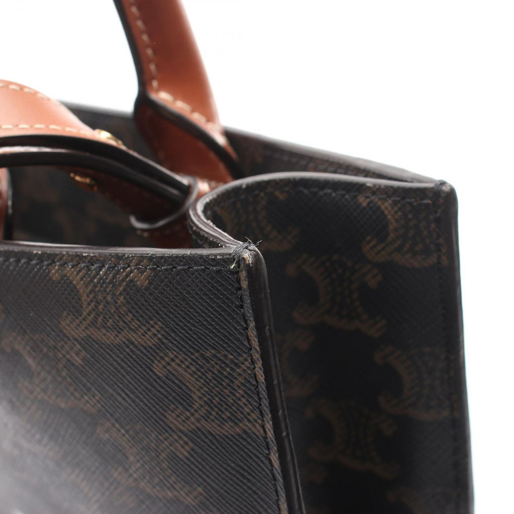 Celine Tote Small Vertical Cover Triomphe 2-Way Brown Black Canvas Leather — view 7