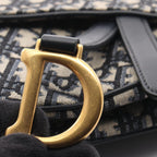 Dior Saddle Bag Mini Oblique Jacquard Navy Ivory Canvas Leather — view 9