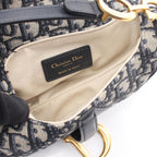Dior Saddle Bag Mini Oblique Jacquard Navy Ivory Canvas Leather — view 3