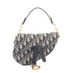 Dior Saddle Bag Mini Oblique Jacquard Navy Ivory Canvas Leather