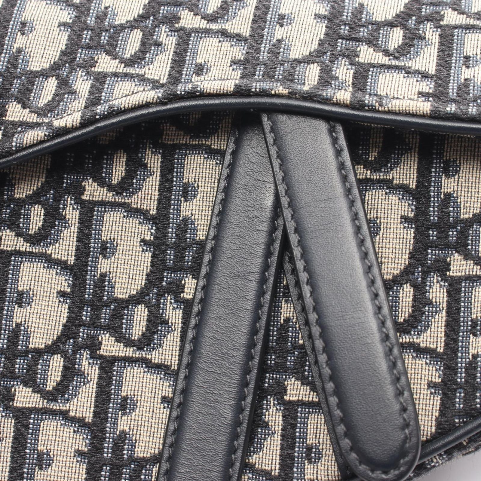 Dior Saddle Bag Mini Oblique Jacquard Navy Ivory Canvas Leather — view 6