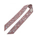 Hermes Scarf Twill les Cles a Pois Ribbon Brown Glace Silk — view 2