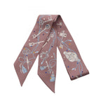 Hermes Scarf Twill les Cles a Pois Ribbon Brown Glace Silk