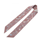Hermes Scarf Twill les Cles a Pois Ribbon Brown Glace Silk — view 3