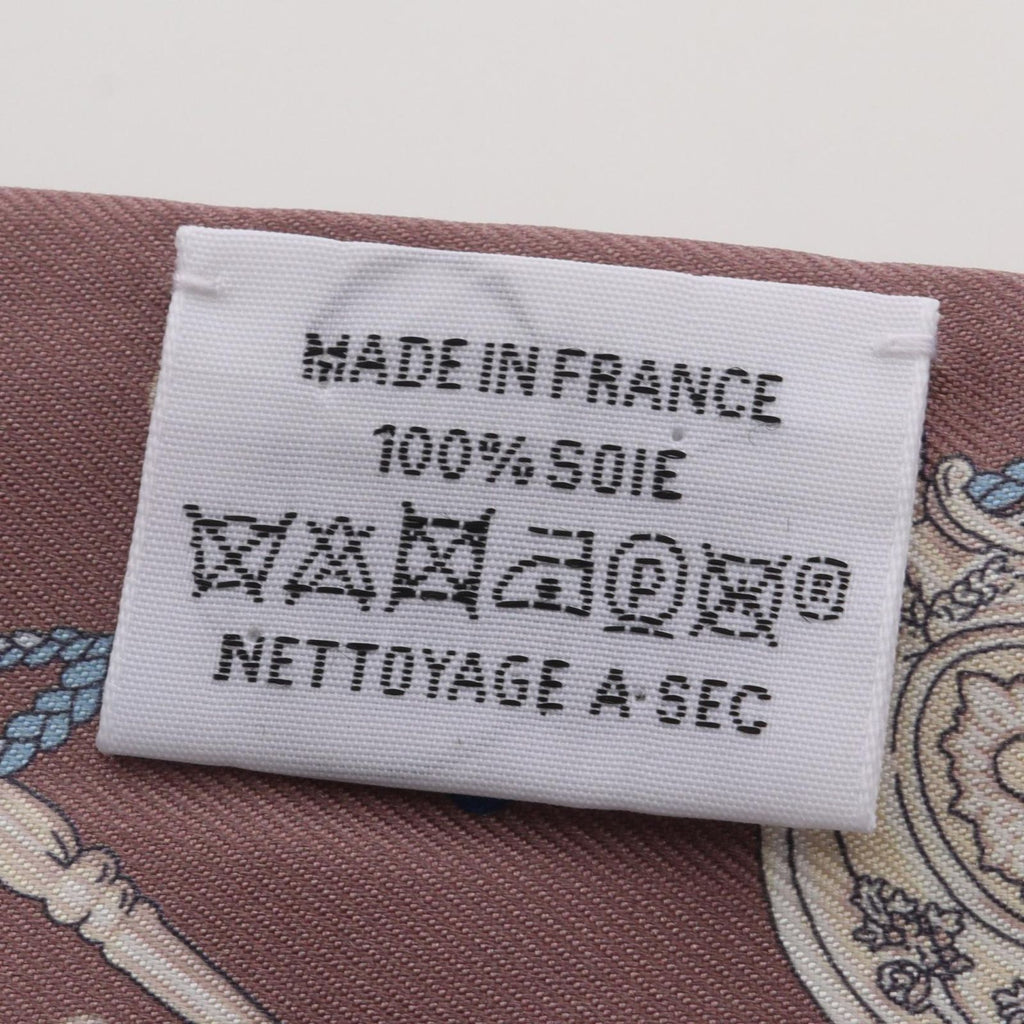 Hermes Scarf Twill les Cles a Pois Ribbon Brown Glace Silk — view 5