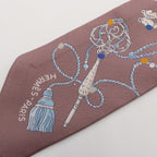 Hermes Scarf Twill les Cles a Pois Ribbon Brown Glace Silk — view 6