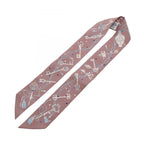 Hermes Scarf Twill les Cles a Pois Ribbon Brown Glace Silk — view 2
