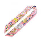 Hermes Scarf Twill Harnais de Coeur Ribbon Pink Silk — view 2