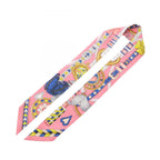 Hermes Scarf Twill Harnais de Coeur Ribbon Pink Silk — view 3
