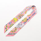 Hermes Scarf Twill Harnais de Coeur Ribbon Pink Silk — view 2