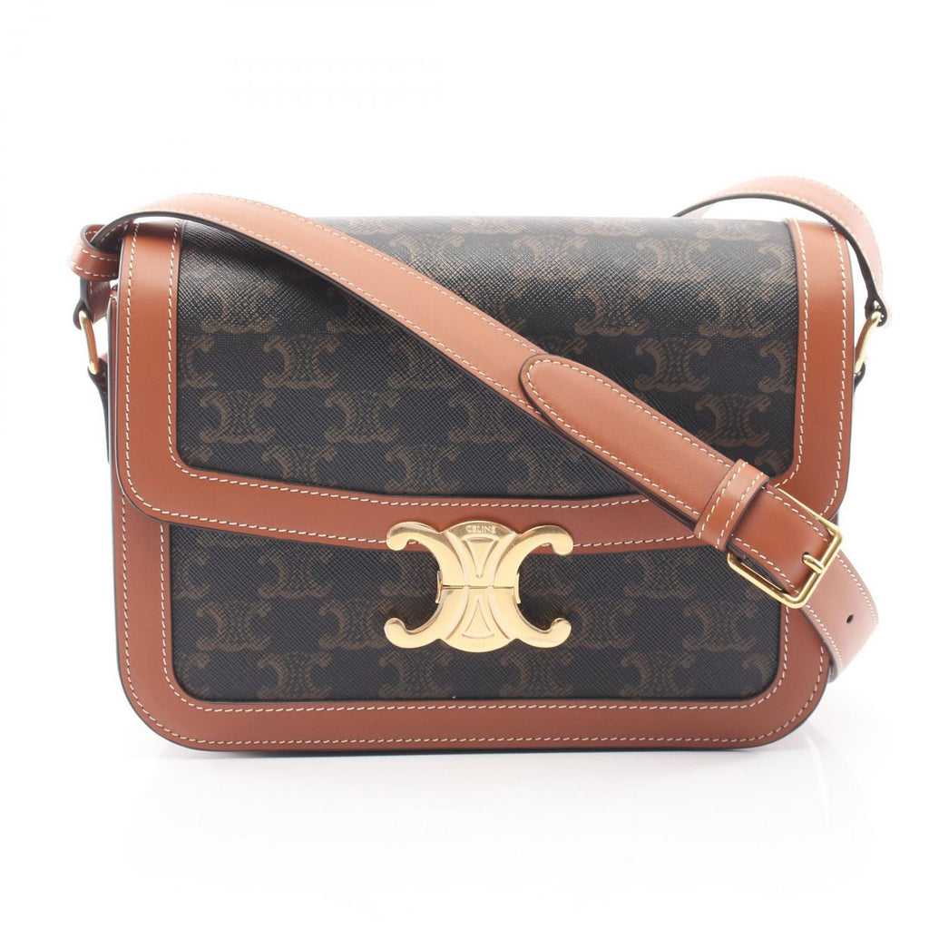 Celine Shoulder Bag Classic Triomphe Canvas Leather