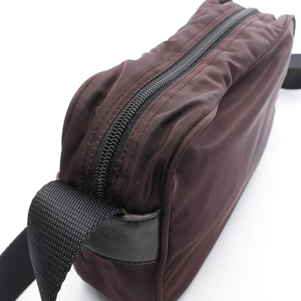 Prada Shoulder Bag Vela Sport Dark Brown Nylon Leather Triangle Logo — view 7