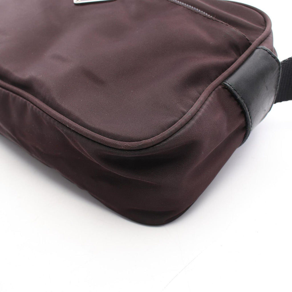Prada Shoulder Bag Vela Sport Dark Brown Nylon Leather Triangle Logo — view 5