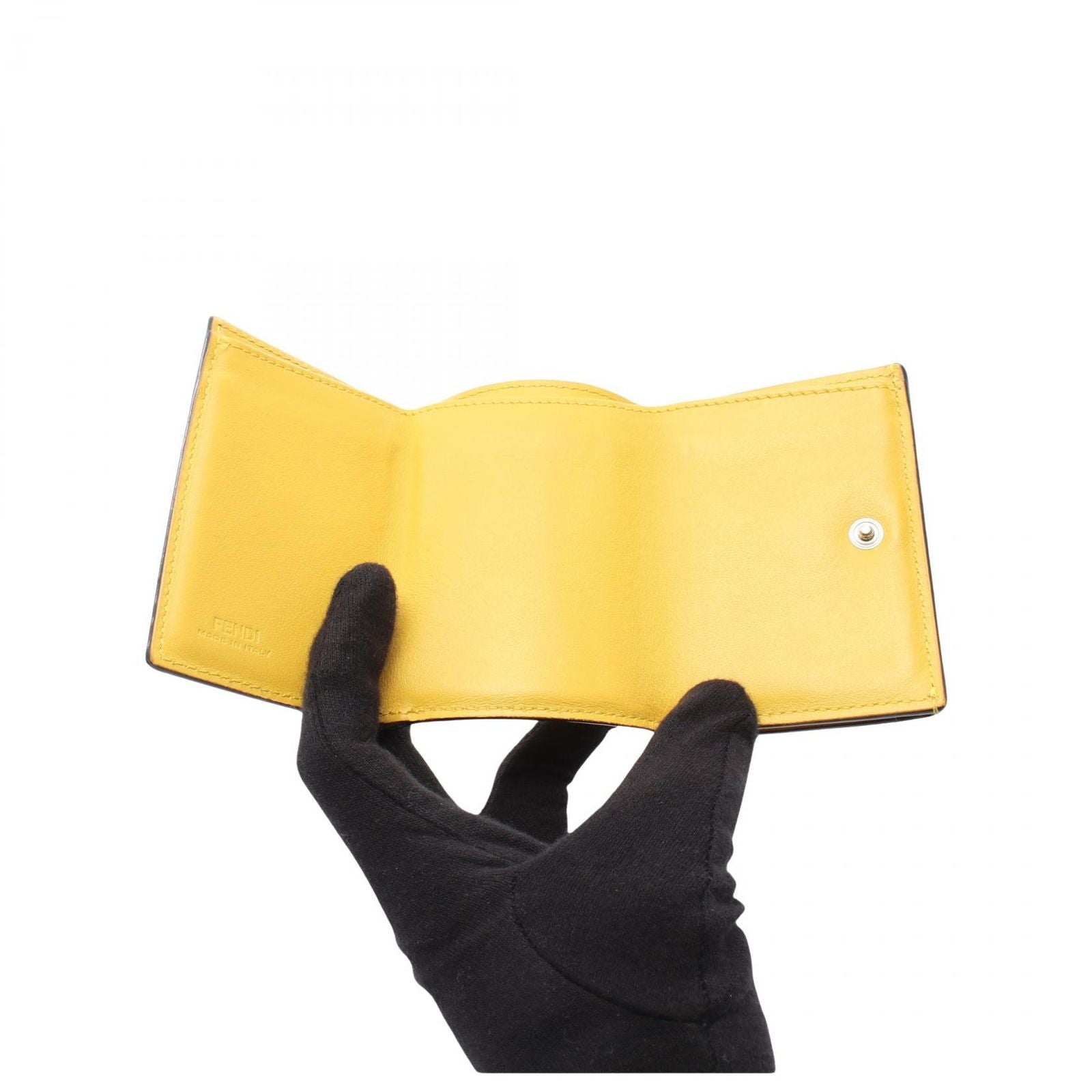 Fendi Trifold Wallet Is Yellow Leather — view 3