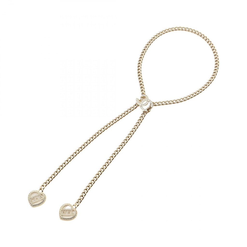 Chanel Necklace CC Logo Double Heart