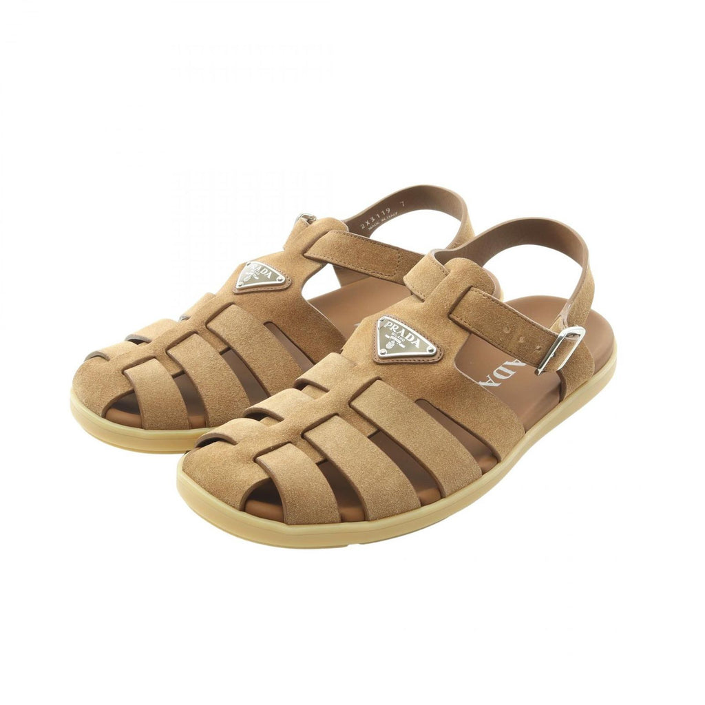 Prada Sandals Triangle Logo Fisherman Suede
