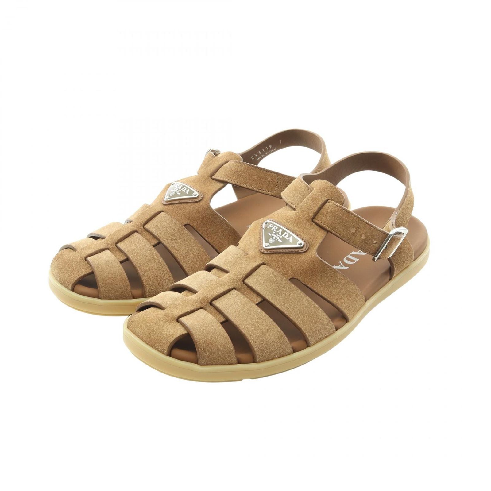 Prada Sandals Triangle Logo Fisherman Suede