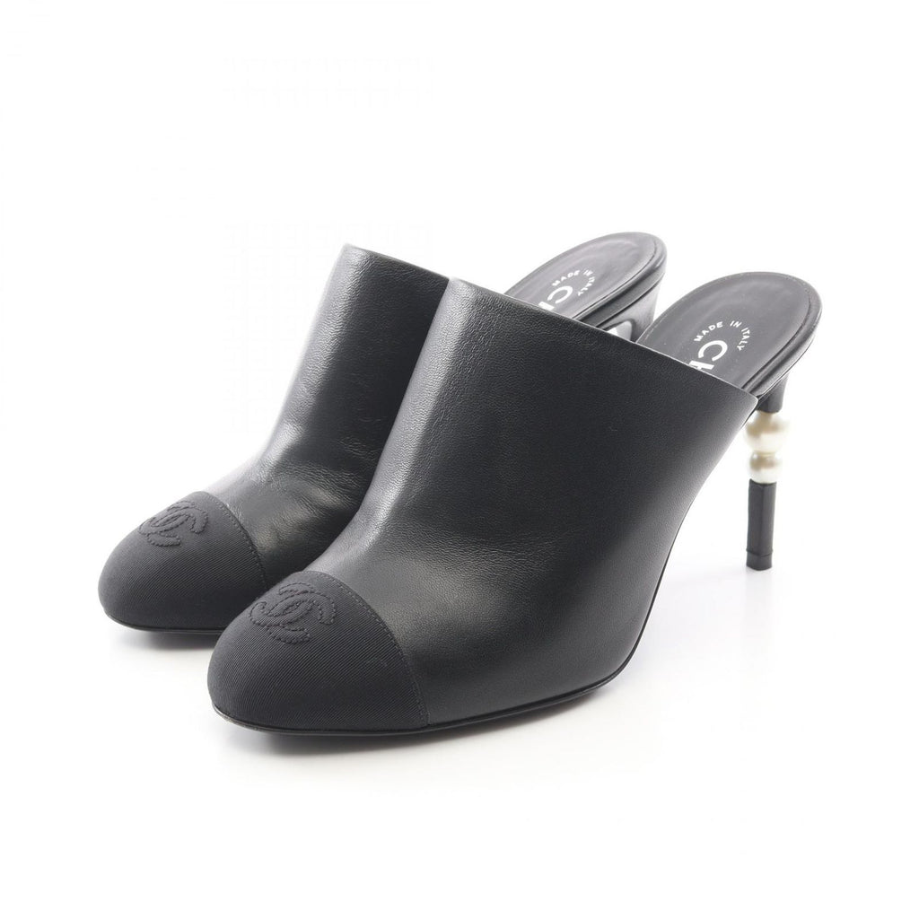 Chanel Sandals CC Logo Leather Fabric
