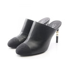 Chanel Sandals CC Logo Leather Fabric