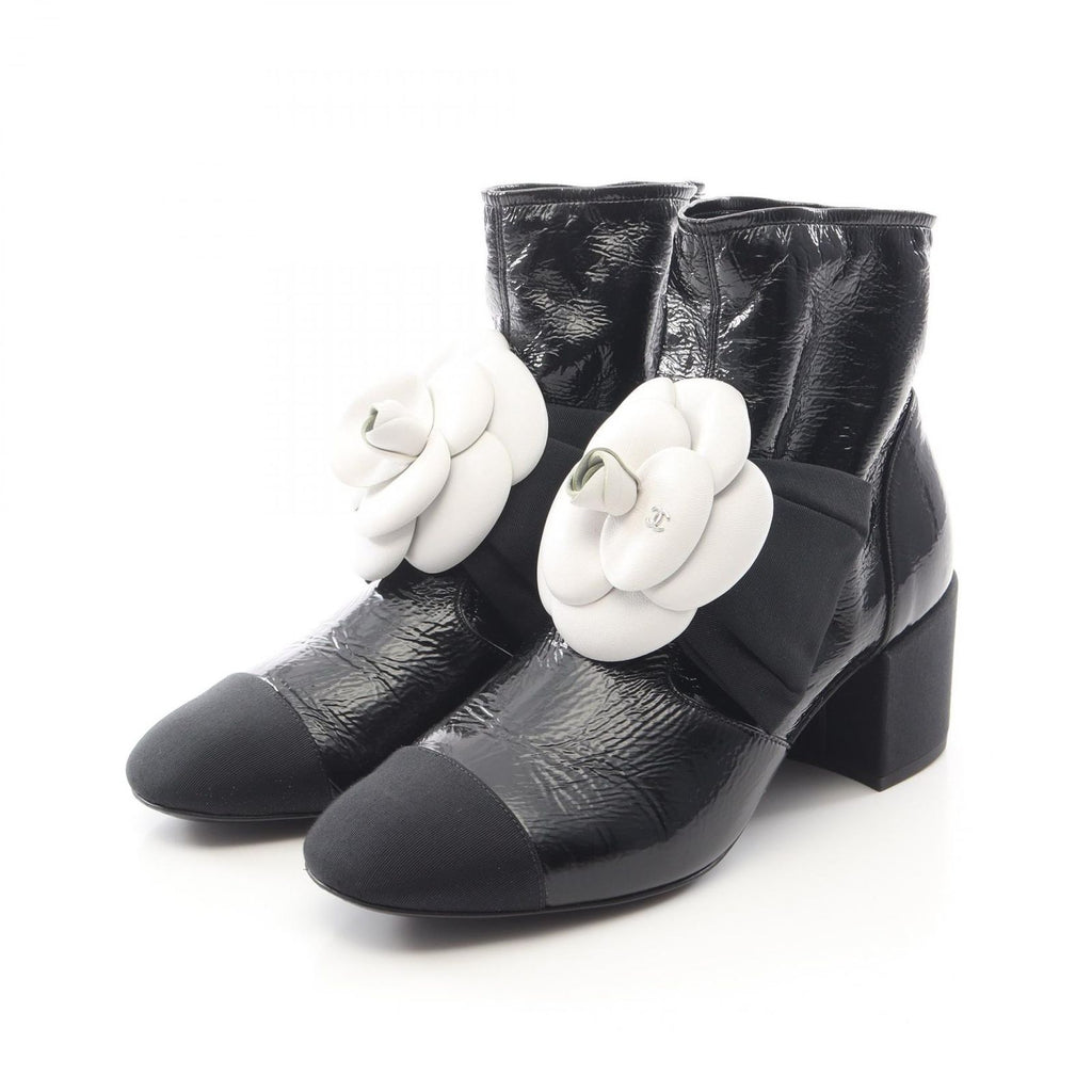 Chanel Boots Camellia CC Logo Leather