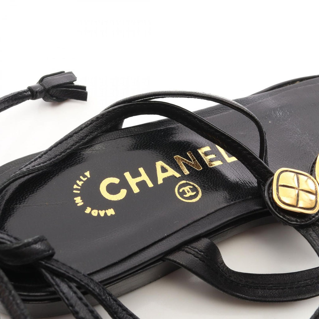 Chanel Sandals Lace Up Leather — view 5
