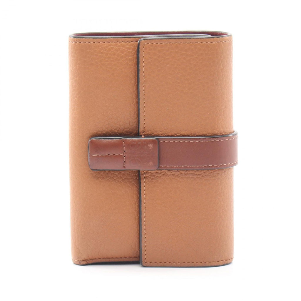 Loewe Trifold Wallet Vertical Small Brown Dark Red Leather