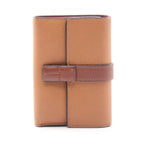 Loewe Trifold Wallet Vertical Small Brown Dark Red Leather