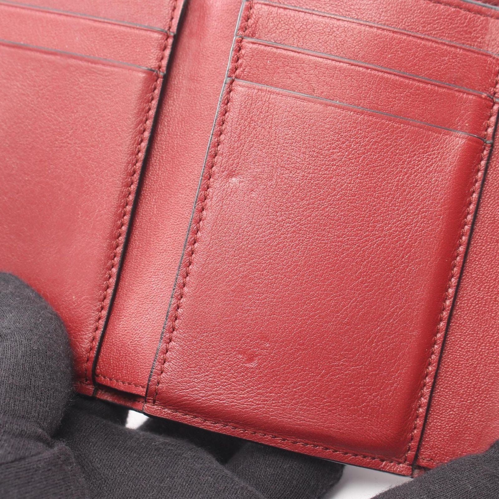Loewe Trifold Wallet Vertical Small Brown Dark Red Leather — view 6