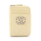 Chanel Coin Case 19 Dizeneuf Quilted Light Yellow Lambskin 19