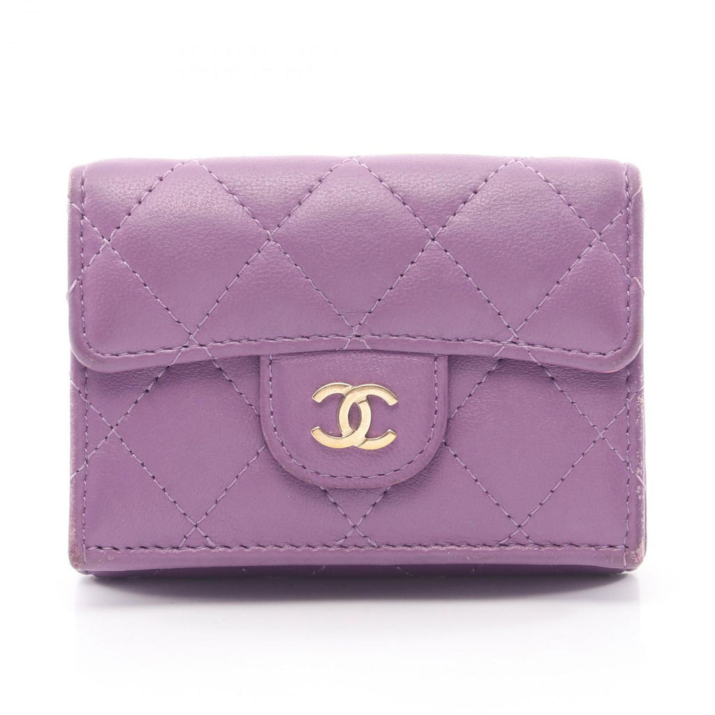 Chanel Trifold Wallet Classic Small Flap Quilted Purple Lambskin