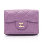Chanel Trifold Wallet Classic Small Flap Quilted Purple Lambskin