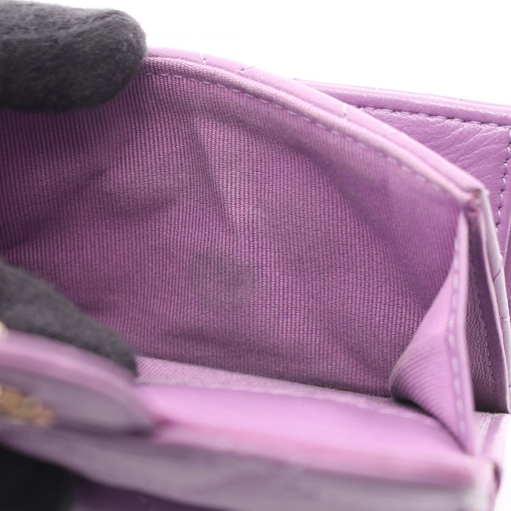 Chanel Trifold Wallet Classic Small Flap Quilted Purple Lambskin — view 9