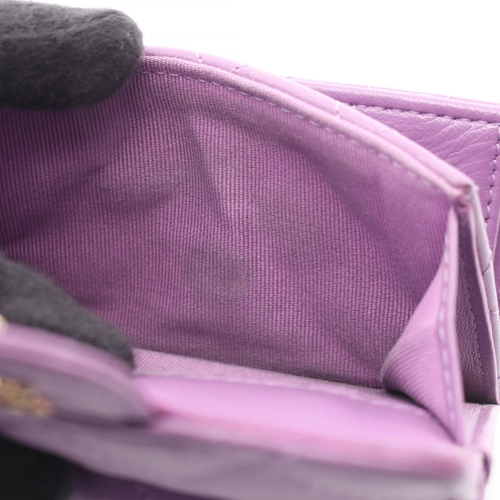 Chanel Trifold Wallet Classic Small Flap Quilted Purple Lambskin — view 9