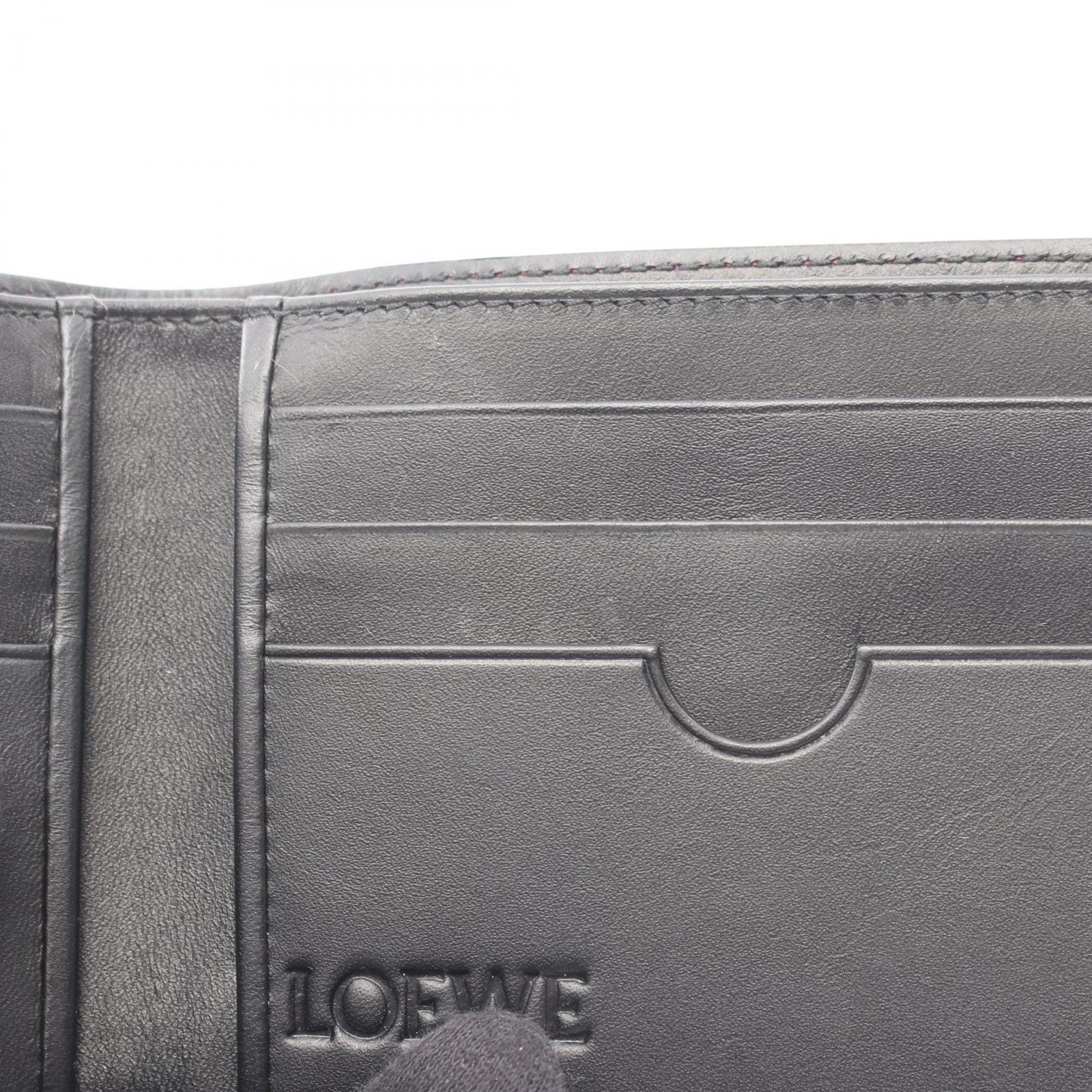 Loewe Billfold Anagram Red Black Leather Bifold Wallet — view 5