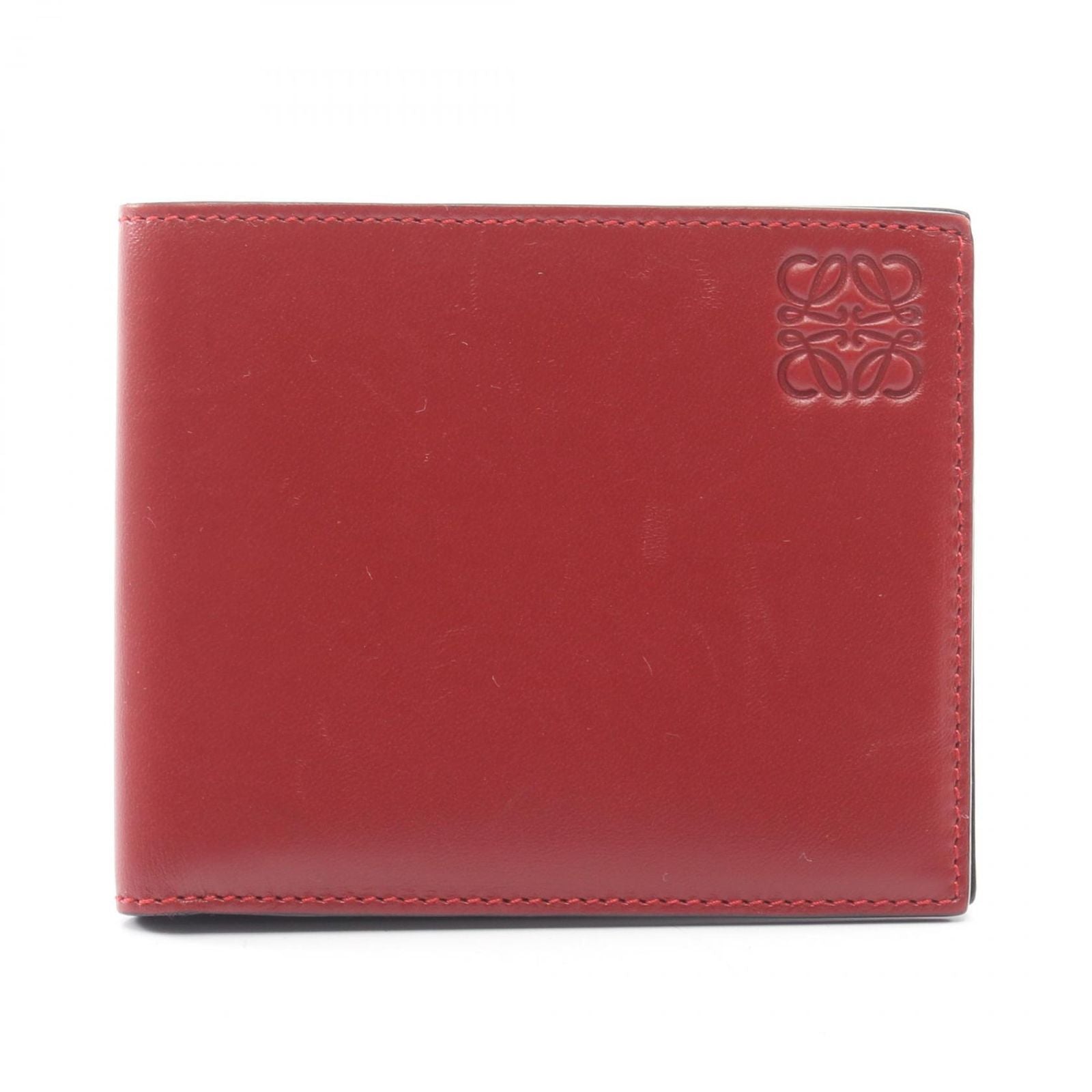 Loewe Billfold Anagram Red Black Leather Bifold Wallet