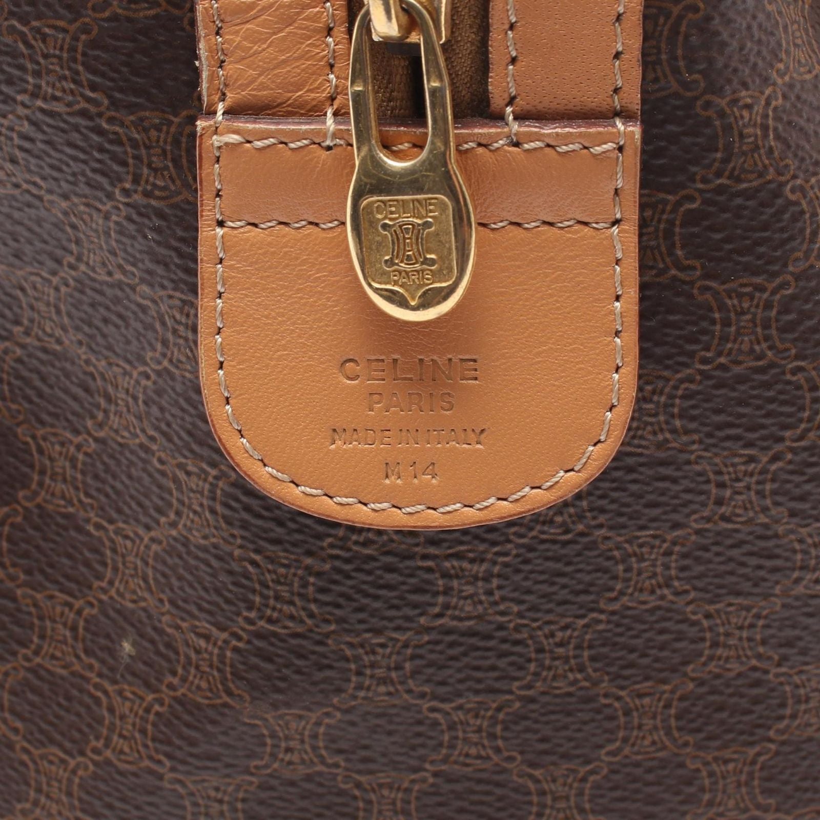 Celine Tote Macadam Brown Dark Canvas Leather Boston — view 4