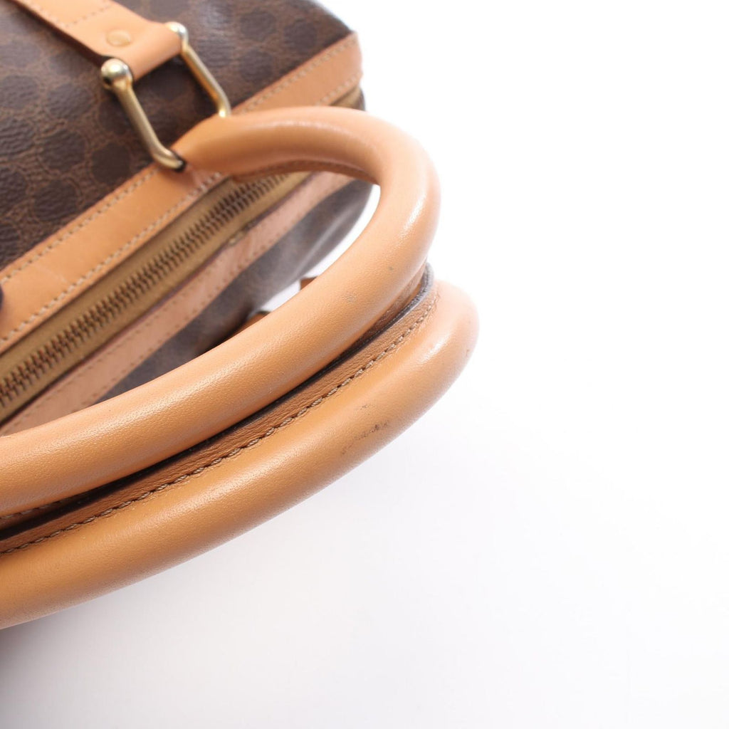Celine Tote Macadam Brown Dark Canvas Leather Boston — view 9