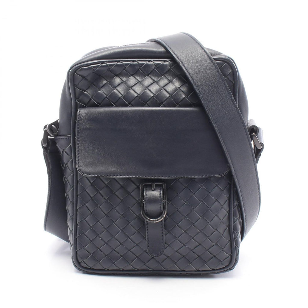 Bottega Veneta Shoulder Bag Intrecciato Navy Leather