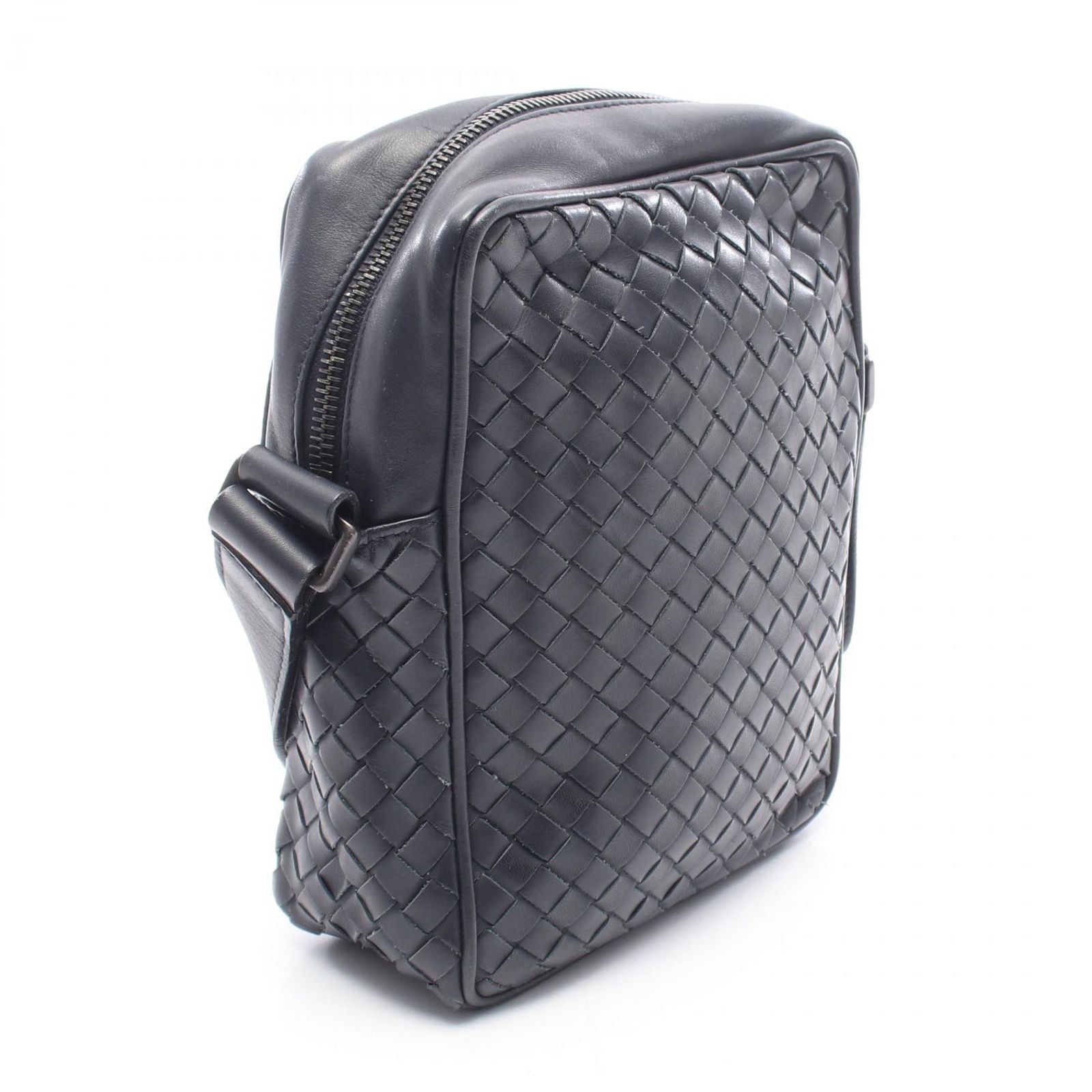 Bottega Veneta Shoulder Bag Intrecciato Navy Leather — view 2