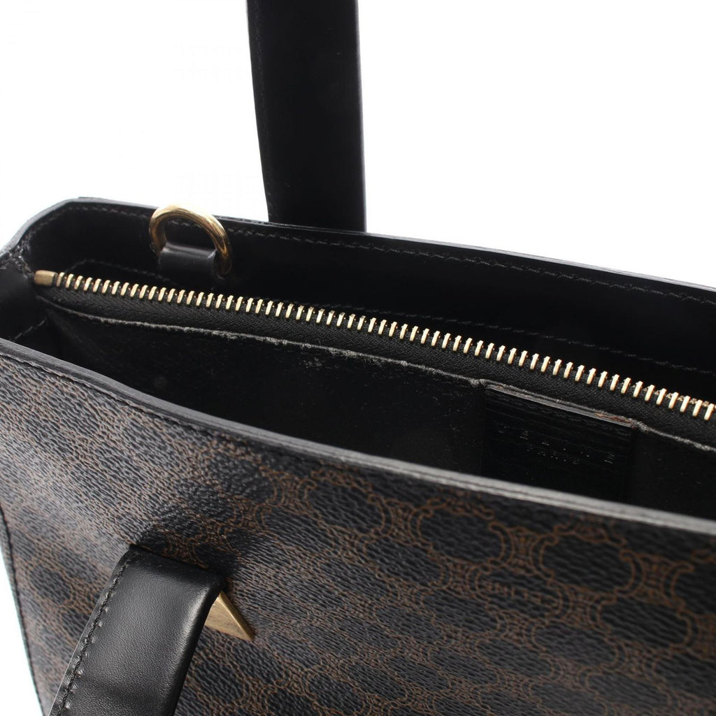 Celine Handbag Macadam Black Brown Canvas Leather — view 8