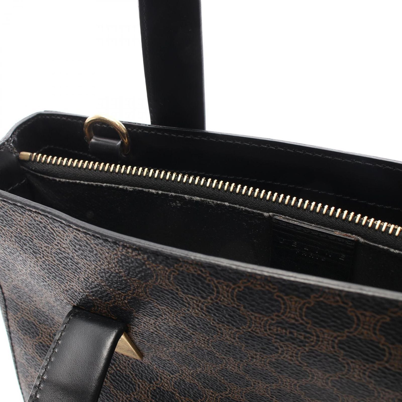 Celine Handbag Macadam Black Brown Canvas Leather — view 8