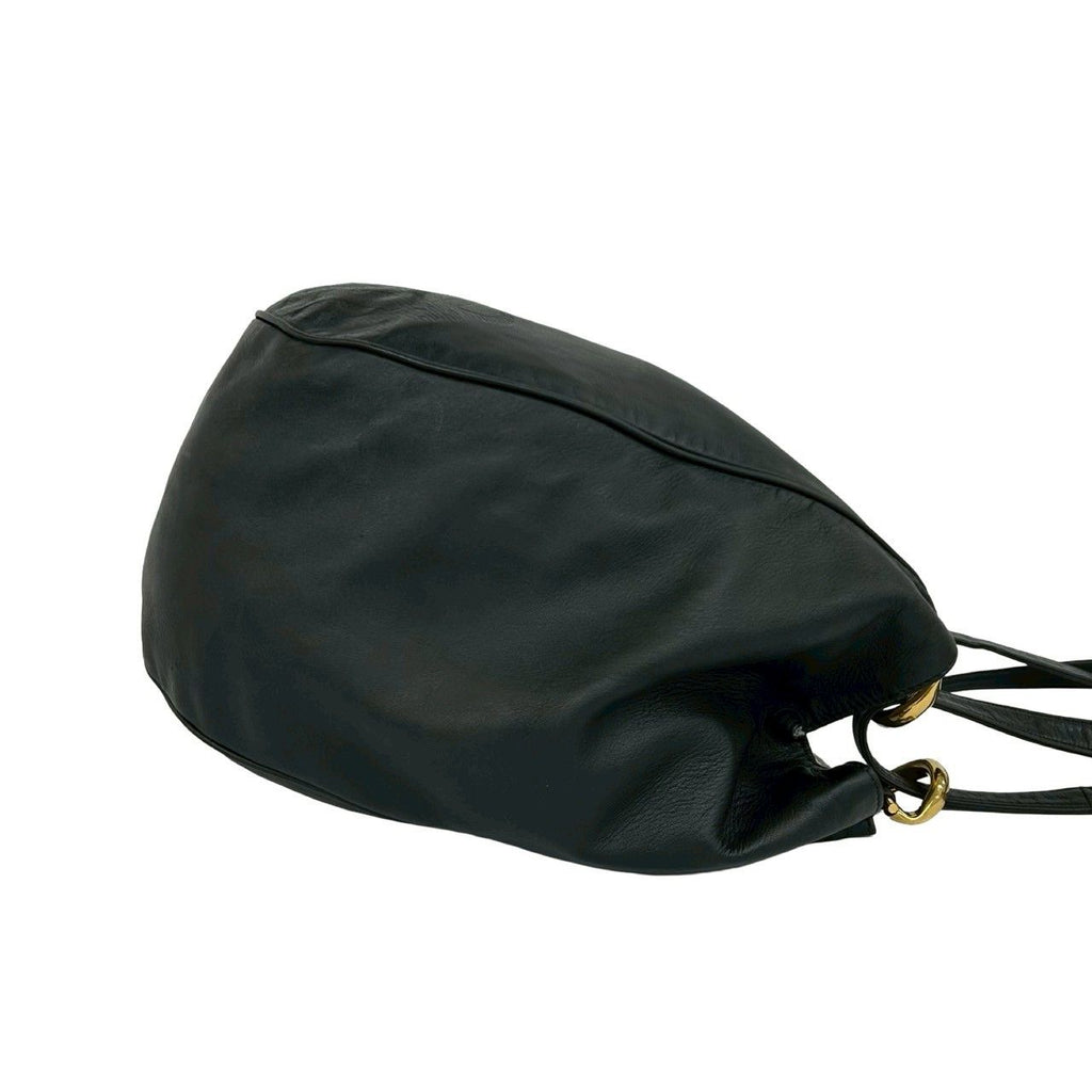 Loewe Vintage Anagram Logo Embossed Leather Tote Shoulder Bag Black — view 6