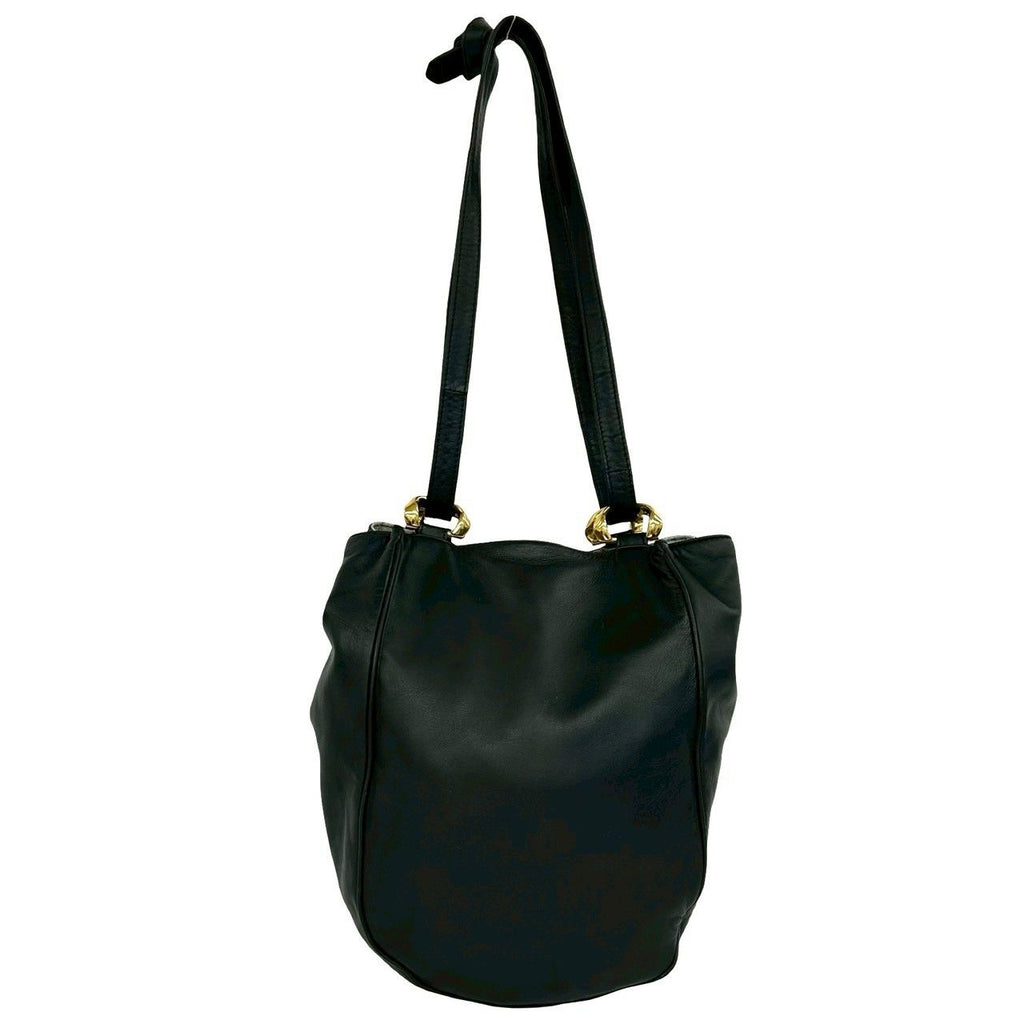 Loewe Vintage Anagram Logo Embossed Leather Tote Shoulder Bag Black — view 3