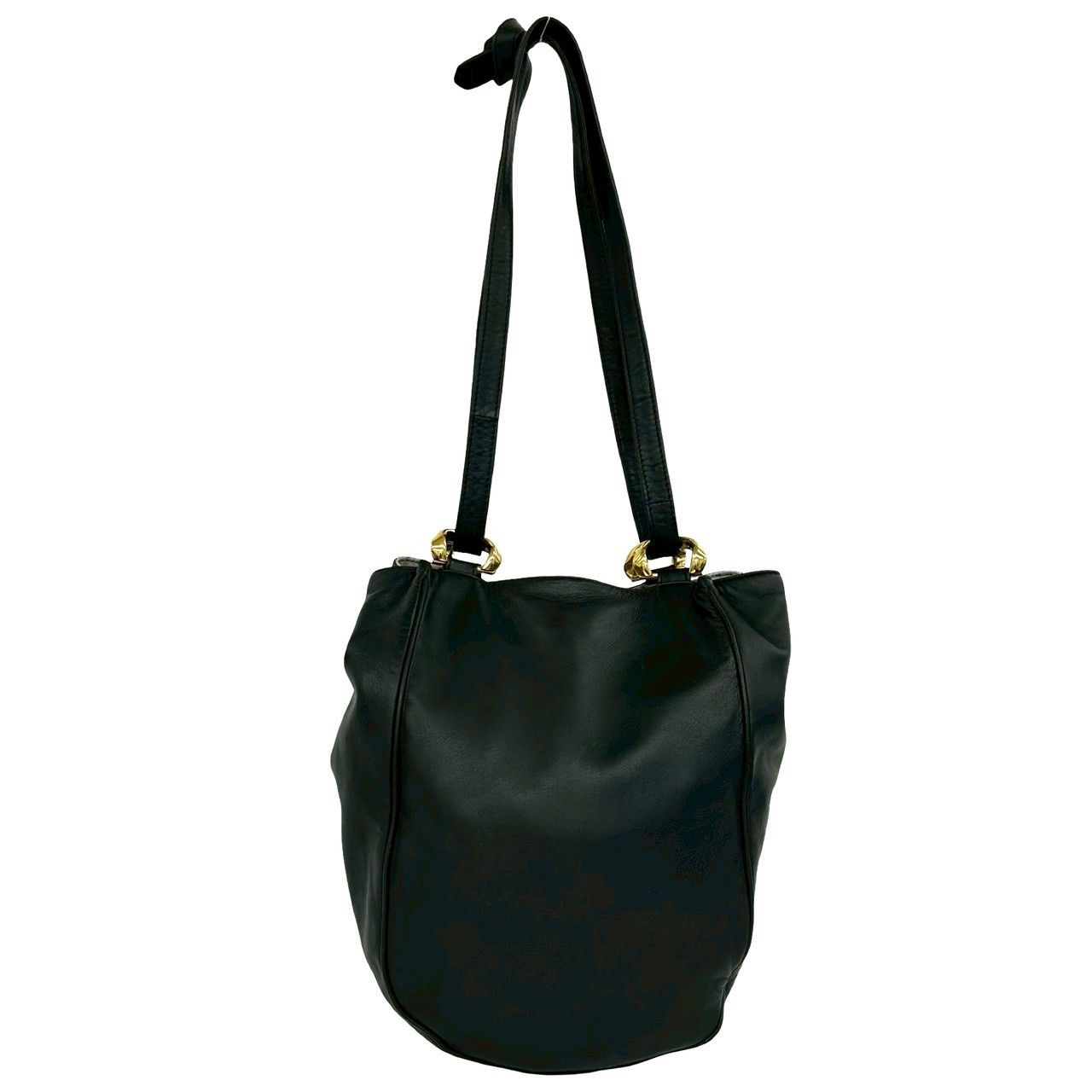 Loewe Vintage Anagram Logo Embossed Leather Tote Shoulder Bag Black — view 3