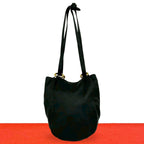 Loewe Vintage Anagram Logo Embossed Leather Tote Shoulder Bag Black