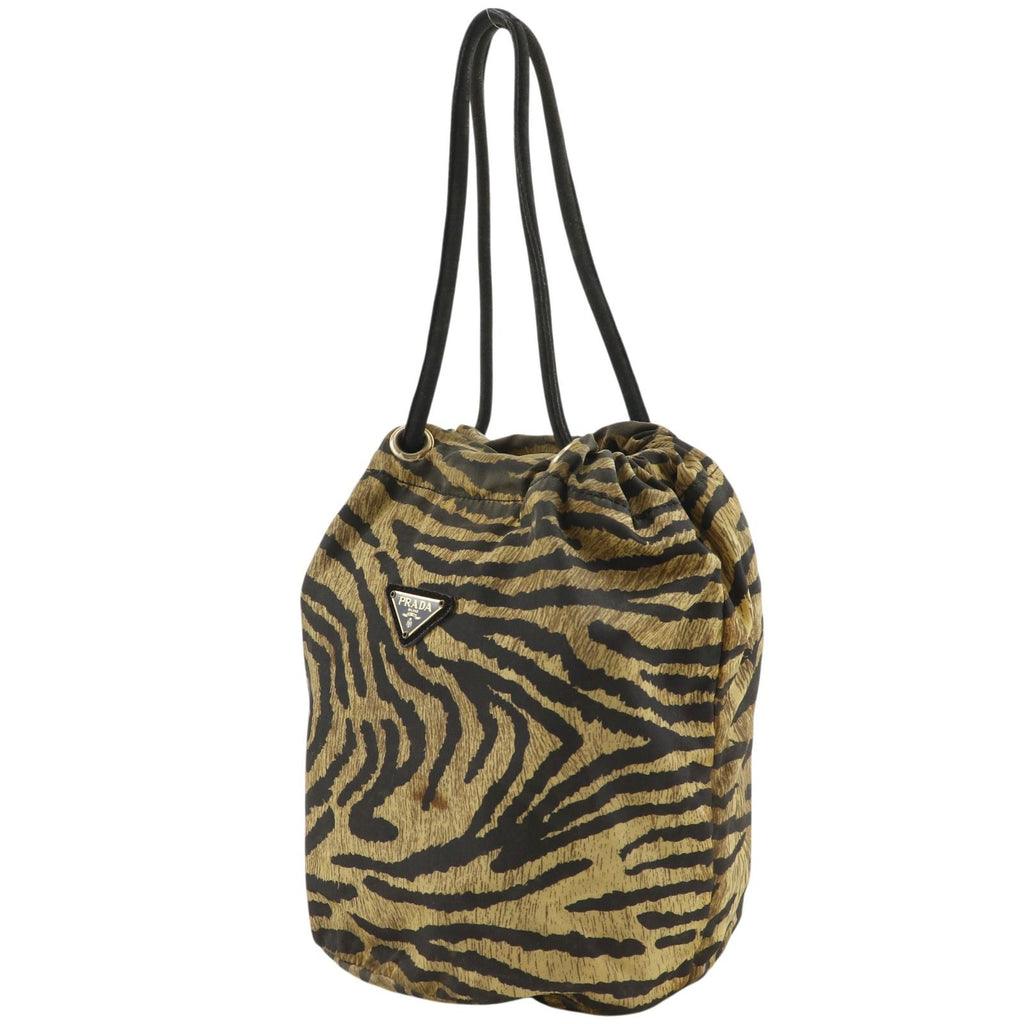 Prada Zebra Print Nylon Brown Handbag — view 2
